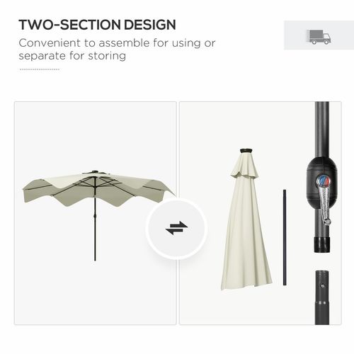 Outsunny Garden Parasol Umbrella with LED Lights and Tilt, Table Umbrella