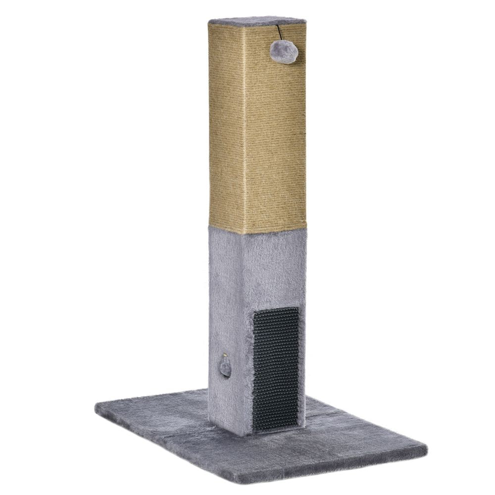 PawHut Cat Tree Scratching Post for Indoor Cats 79cm Jute Scratcher Climber w/Carpet Base Dangling Toy – Grey