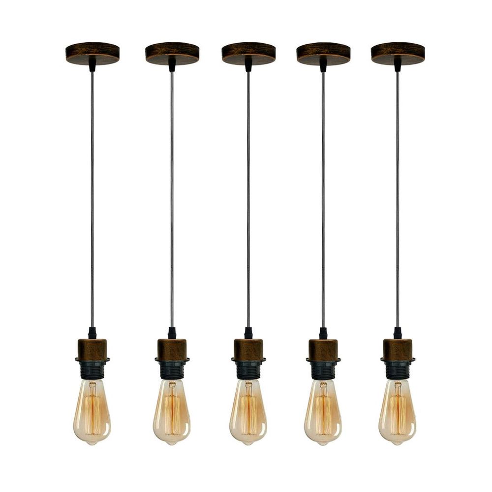 5 Pack Industrial Pendant Light Fitting, Lampshade Addable E27 Lamp Holder Light,