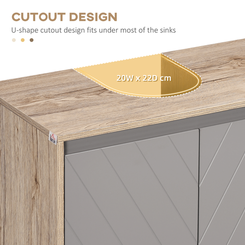 60x60cm Under-Sink Storage Cabinet w/ Adjustable Shelf 2 Doors Cabinet