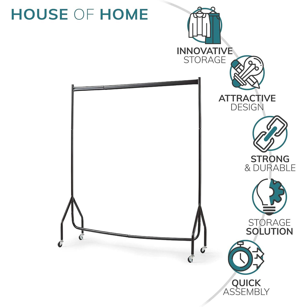 Extra Heavy Duty 4FT Long x 5FT Clothes Rail In Black