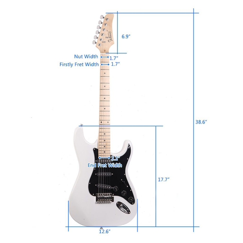Glarry GST Stylish Electric Guitar Kit with Black Pickguard White