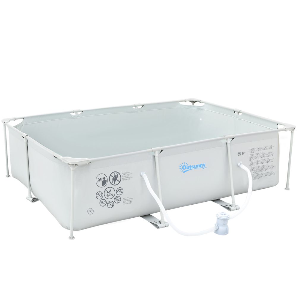 Steel Frame Pool & Filter Pump & Cartridge Rust Resistant 292 x 190 x 75cm Grey
