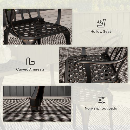 Outsunny 3 PCs Garden Bistro Set Outdoor Garden Furniture Set w/ Umbrella Hole