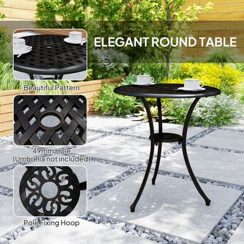 Outsunny 3 PCs Garden Bistro Set Outdoor Garden Furniture Set w/ Umbrella Hole