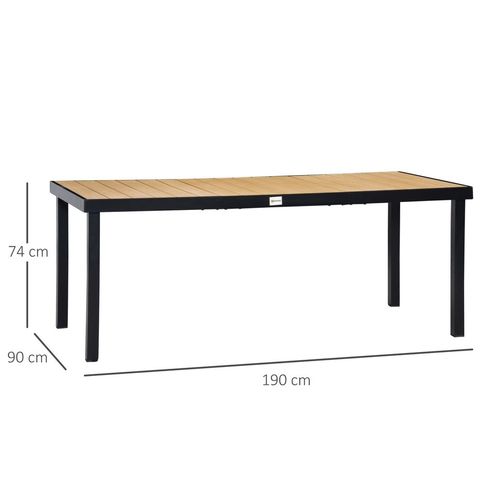 Outsunny Garden Dining Table for 8, Aluminium Frame for Patio, Natural