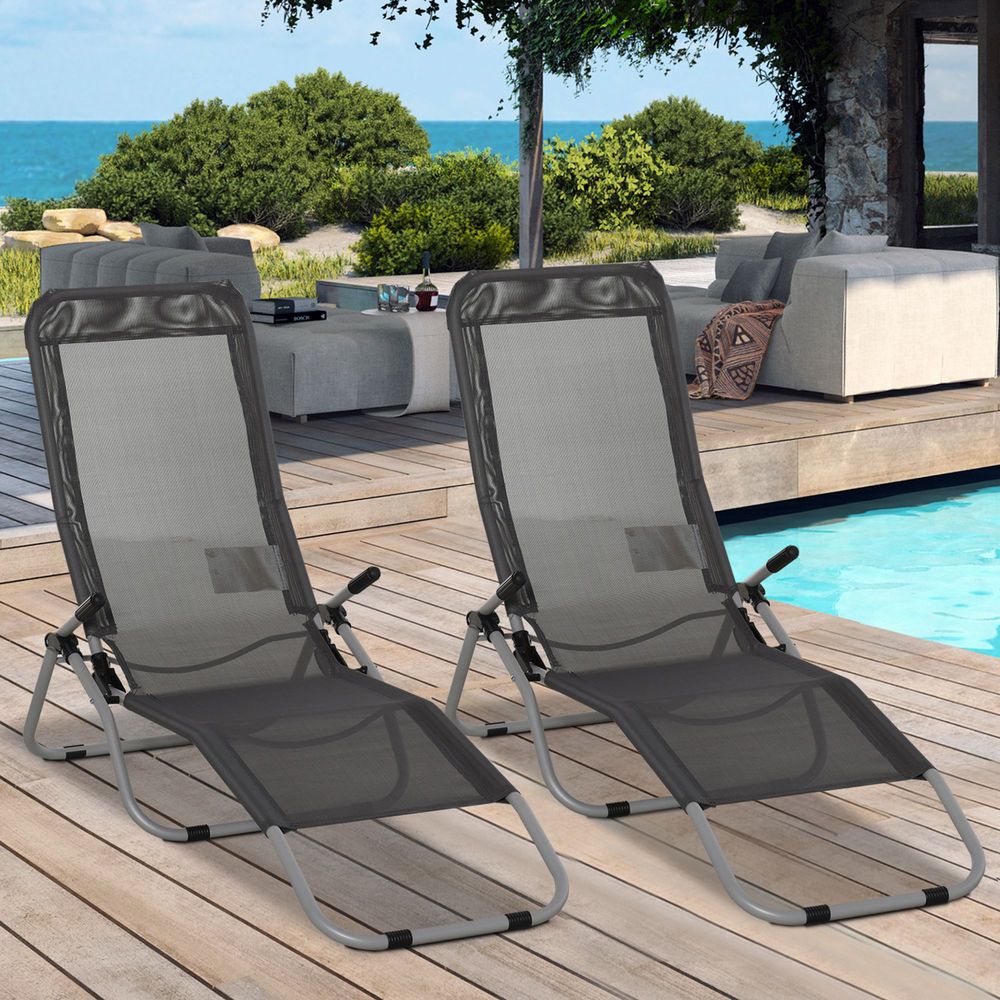 Ultimate Relaxation: Outdoor Patio Chaise Recliner Set - 2 Pack