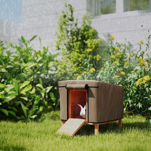 PawHut Rabbit Hutch Cover, Guinea Pig Hutch Cover for X-D2-0047, Brown
