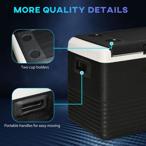 Outsunny 40L Car Refrigerator, Portable Compressor Car Fridge Freezer, Electric Cooler Box with 12/24V DC and 110-240V AC for Camping, Driving, Picnic, Down to -20℃
