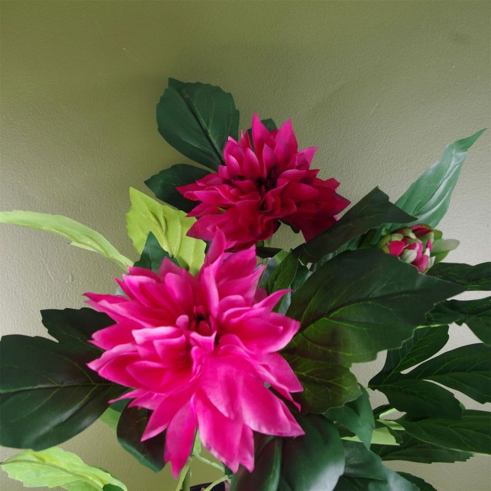 High-Quality Lifelike Artificial Pink Dhalia Plant - Elegant Décor for Indoor Spaces