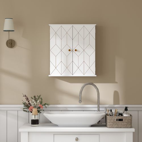 HOMCOM Bathroom Wall Cabinet, Wall Cupboard with Adjustable Shelf, White