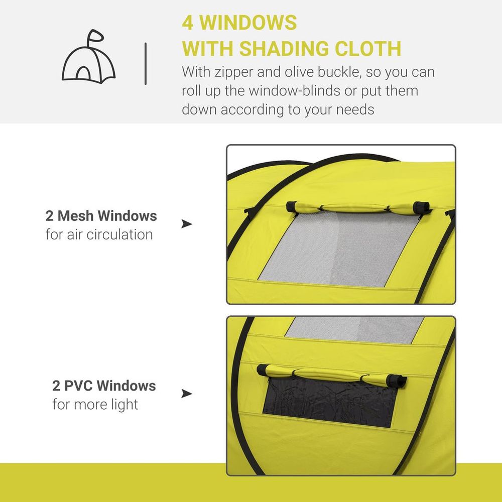 Outsunny Camping Tent Dome Pop-up Tent with Windows for 4-5 Person Yellow