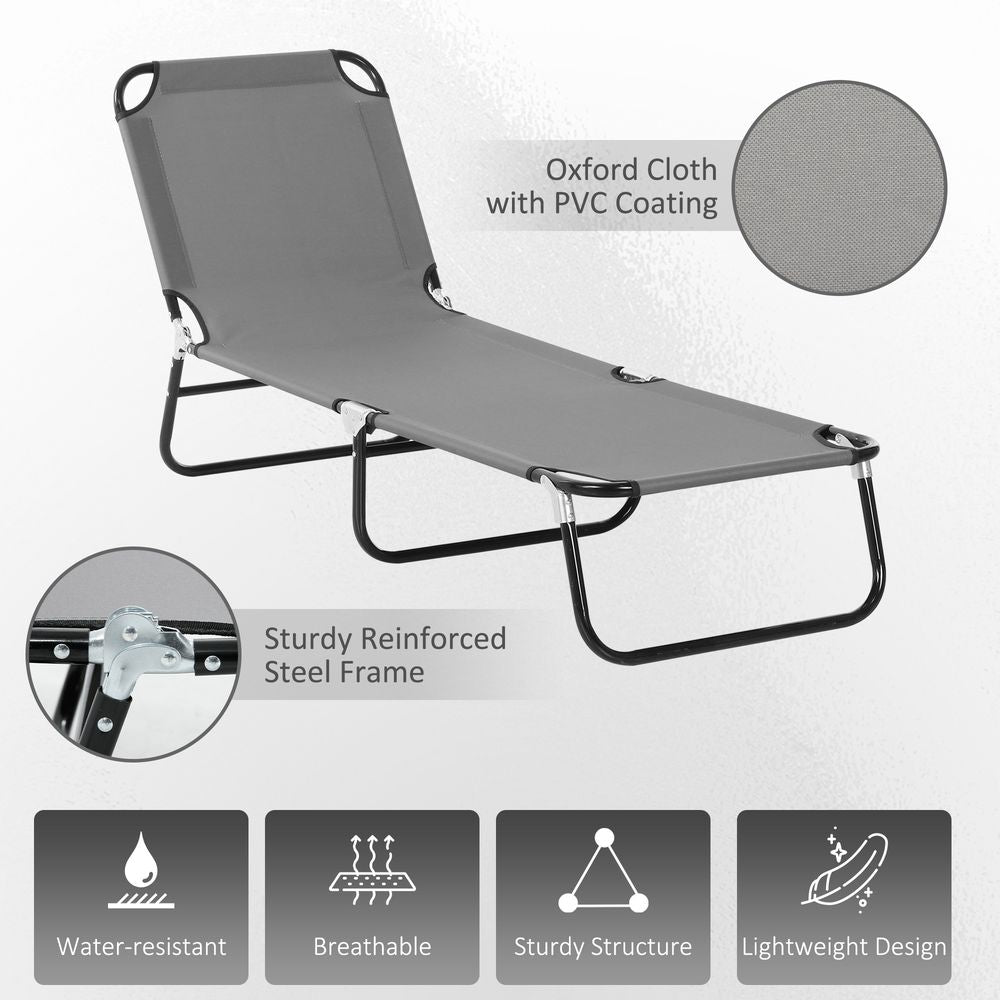 Ultimate Comfort Lounge Chair: 5-Level Adjustable Backrest, Reinforced Metal Frame, Grey
