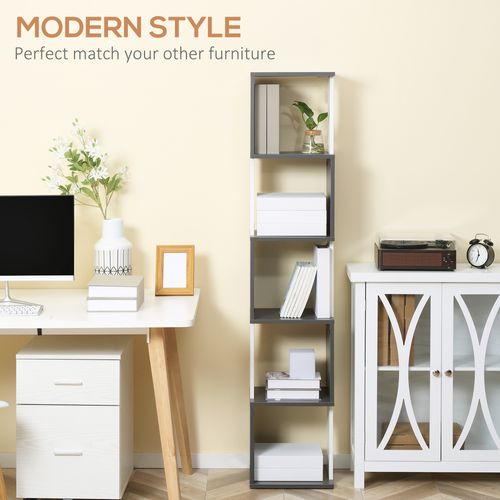 HOMCOM 5-Tier Bookshelf Freestanding Bookcase Storage Shelves