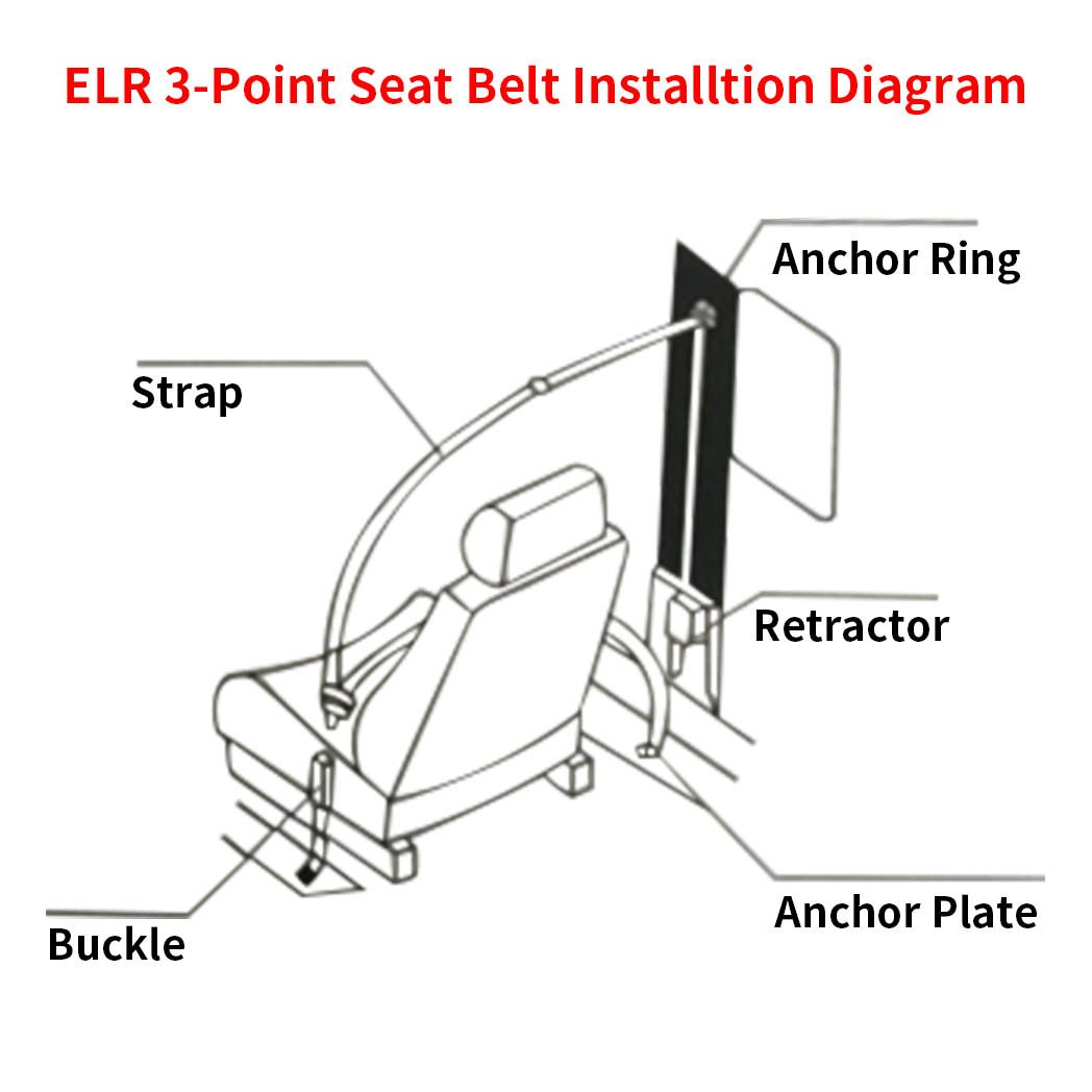 Pair Retractable Adjustable Shoulder Seat Belt Universal 3 Point Safety Belts