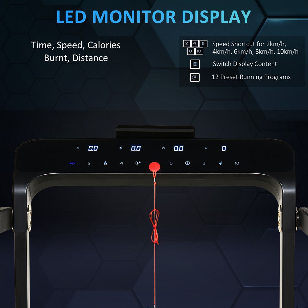 High-Performance Foldable Electric Treadmill - Boost Fitness with LED screen, Safety Lock - HOMCOM