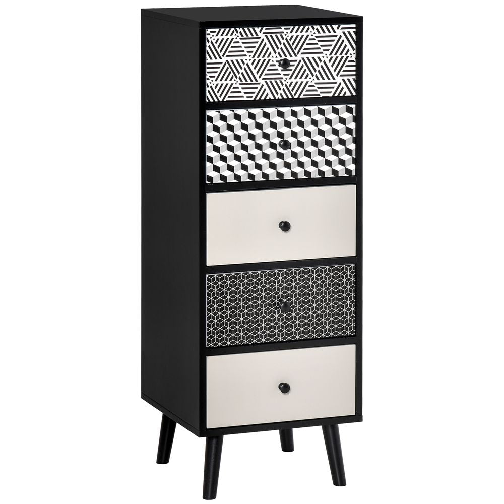 Chest of Drawers, 5 Drawer Dresser, Wooden Storage Cabinet Bedroom, Living Room