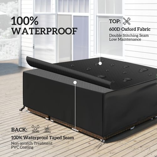 Outsunny Large Garden Set Square Cover Outdoor Furniture Waterproof Resist Fade
