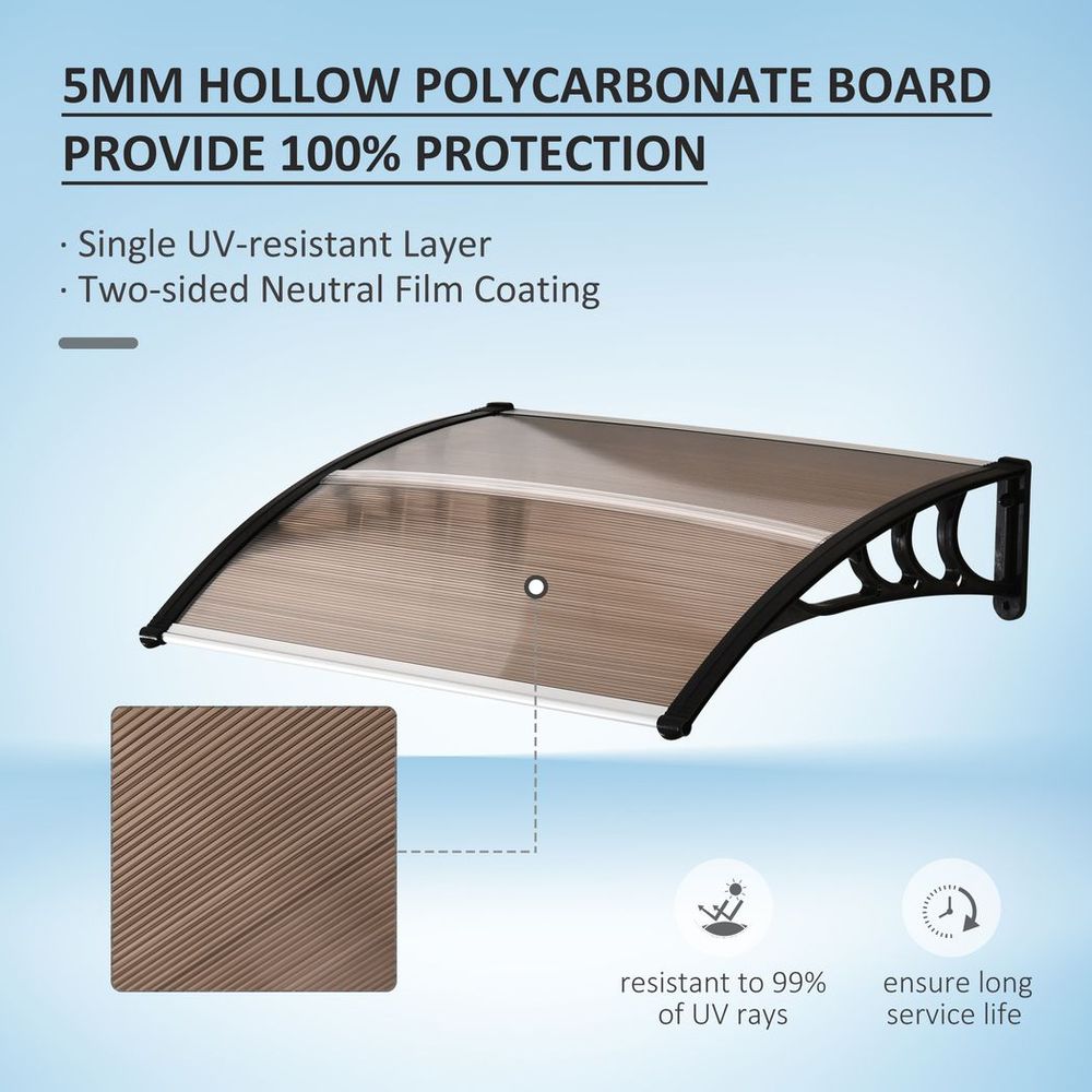 Outsunny Outdoor Window Door Canopy - UV & Water Resistant Awning - Brown