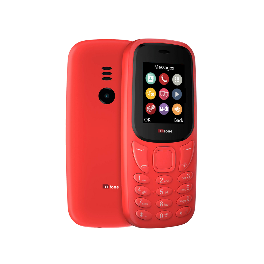 TTfone TT170 Red Dual SIM + Charger, O2 Pay As You Go - Unlocked
