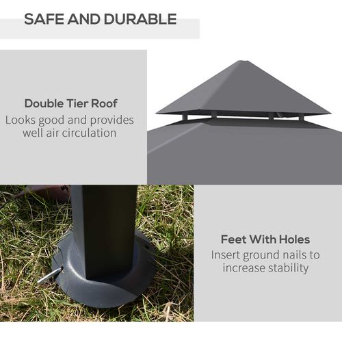 2.5M 8ft New Double-Tier BBQ Gazebo Grill Canopy Barbecue Grey
