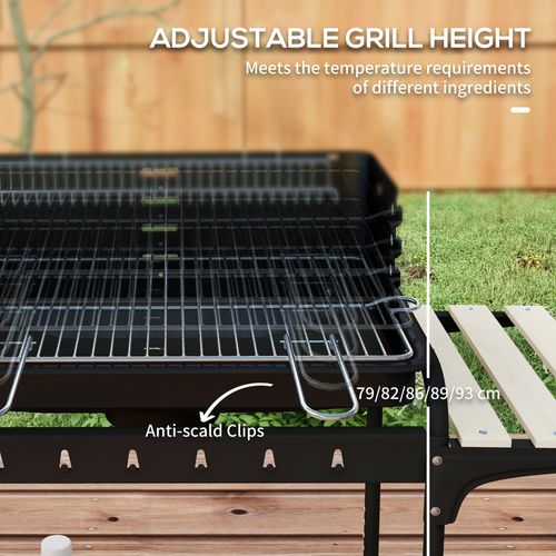 Outsunny Charcoal Barbecue BBQ Grill Trolley W/ 5-level Grill Height Ash Catcher