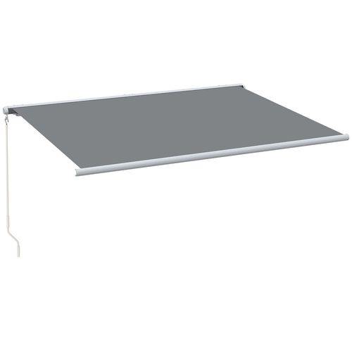 Outsunny 4x3m Full Cassette Electric/Manual Retractable Awning w/ LED Light