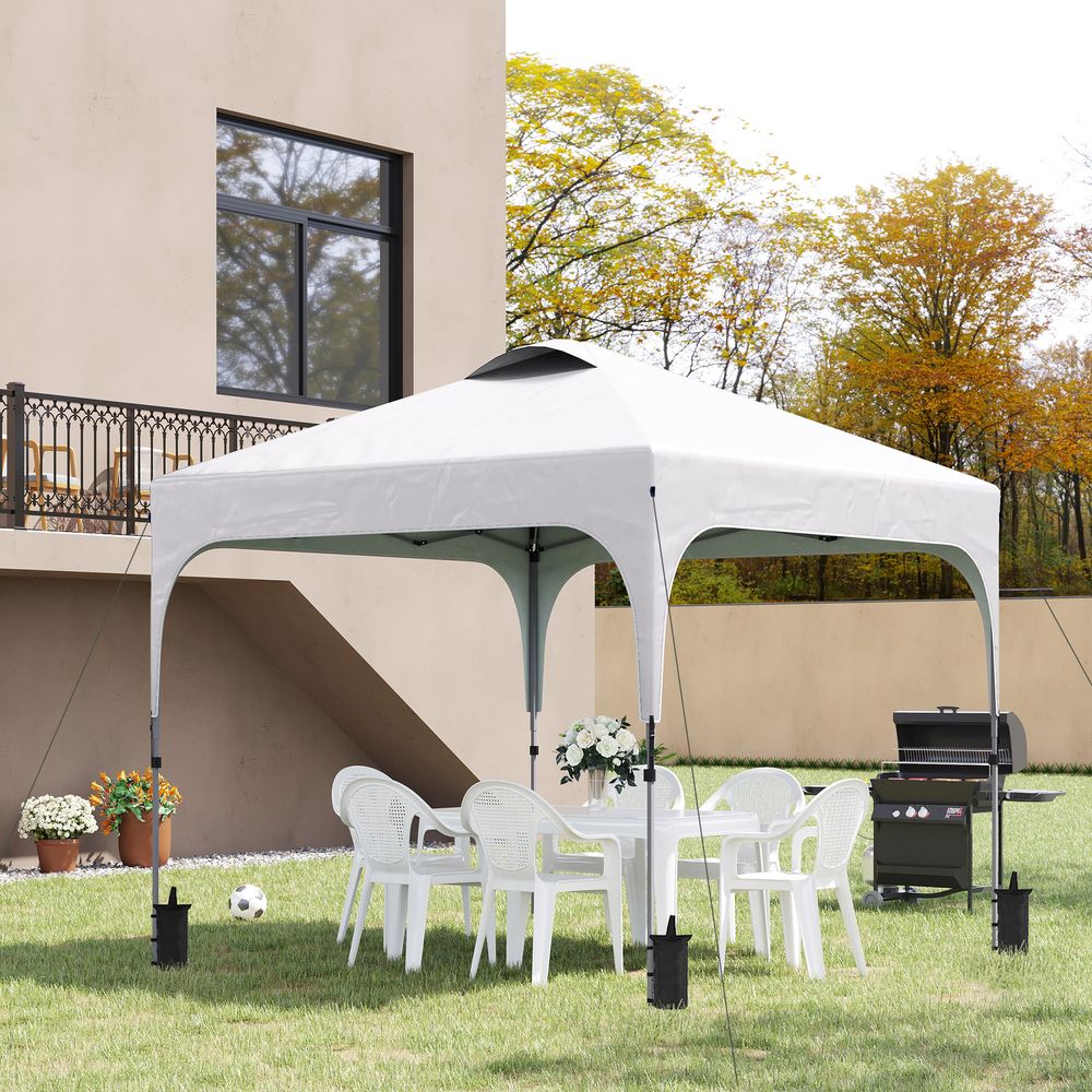 Premium 3x3M Pop Up Gazebo - Carry Bag, 4 Leg Weight Bags, White - Outdoor Events, BBQs, Camping
