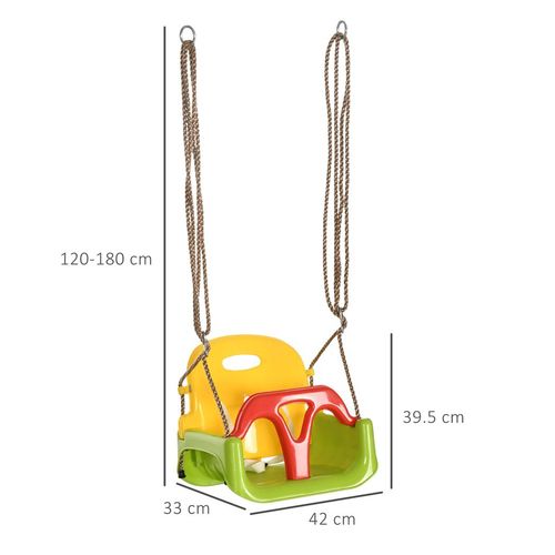 Outsunny 3 in 1 Kids Swing Seat, Adjustable Toddler Swing Chair, Green