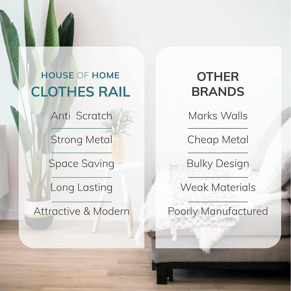 Premium 5FT Black Clothes Rail: Sturdy, Easy to Assemble & Extra Hanging Space
