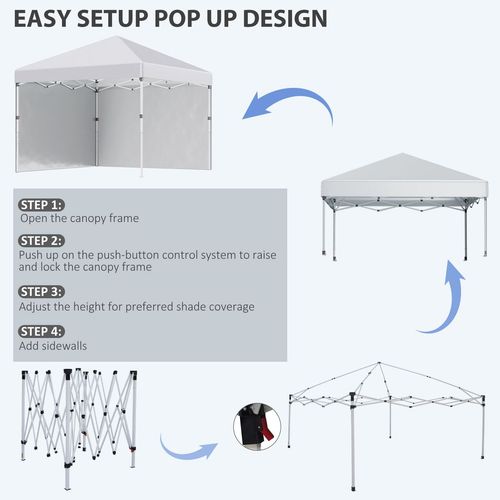 3 x 3 (M) Pop Up Gazebo Event Shelter with 2 Sidewalls, Weight Bags, White