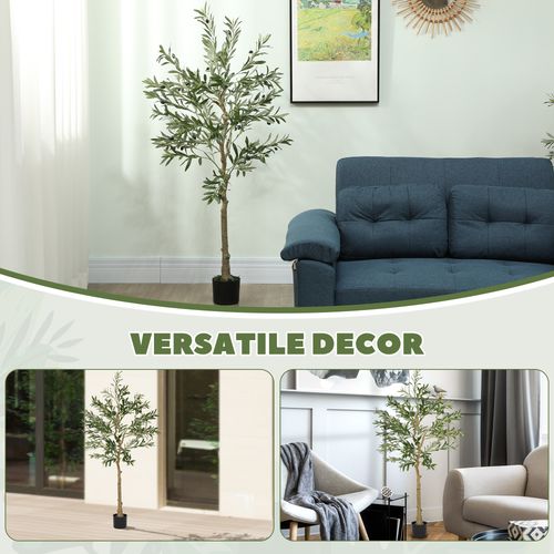 HOMCOM Indoor Artificial Plant, Faux Potted Silk Olive Tree, 150cm