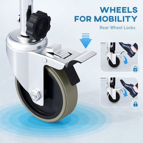 HOMCOM Shower Wheelchair, Commode Wheeled Chair with Padded Seat, Backrest