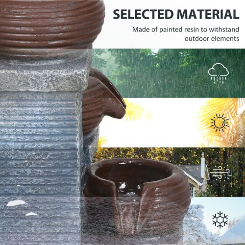 Outsunny Solar Water Feature 4 Tier Cascade Water Fountain with LED Lights