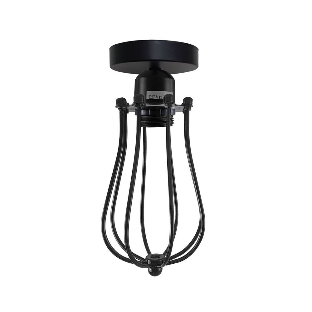 Vintage Industrial Geometric Balloon Shaped Wire Cage Ceiling Light