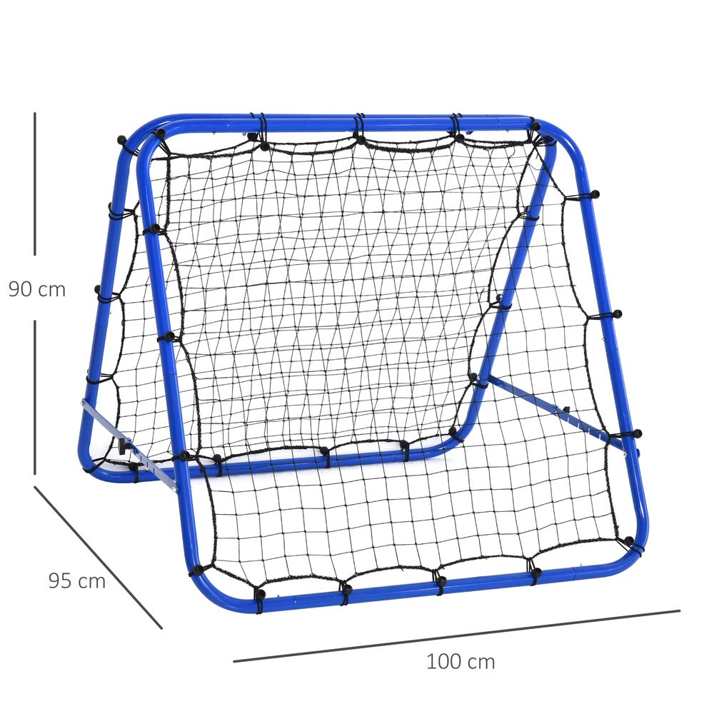 HOMCOM Double Sided Football Rebounder Net, Football Rebound Net Target Goal with 5 Adjustable Angles, Garden Football Training Equipment for Youth, Blue