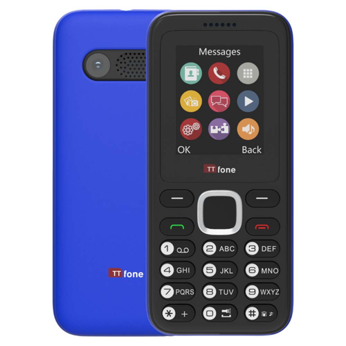 TTfone TT150 Blue Dual SIM with Mains Charger, O2 Pay As You Go