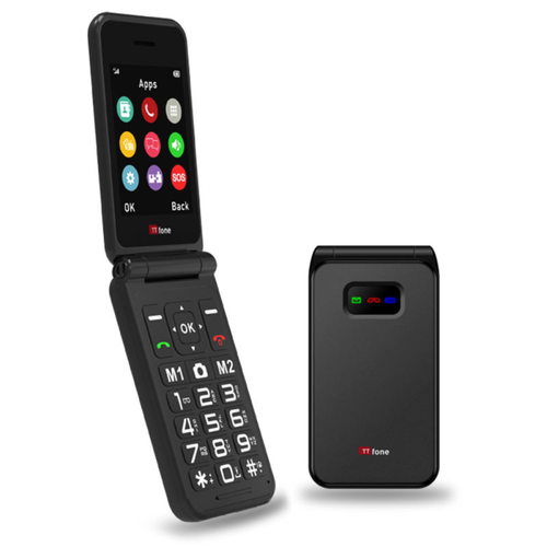 TTfone Black TT760 with Mains Charger, Three Pay As You Go