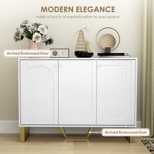 HOMCOM Sideboard with Adjustable Shelves & Doors for Living Room, White