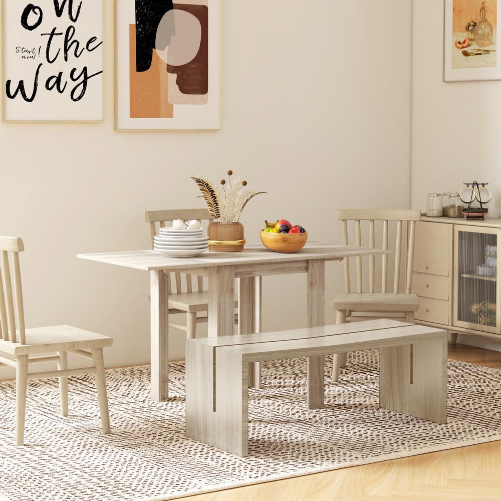 HOMCOM Folding Dining Table Extendable Kitchen Table - Drop Leaf Table for 2-4