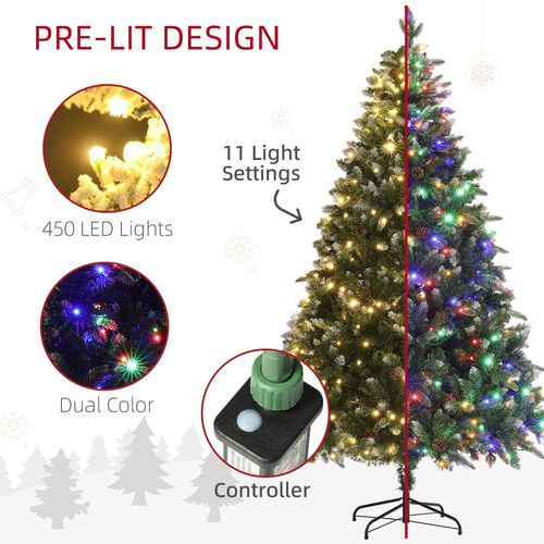 HOMCOM 6 Ft Artificial LED Christmas Tree with Metal Base, Hinged Branches