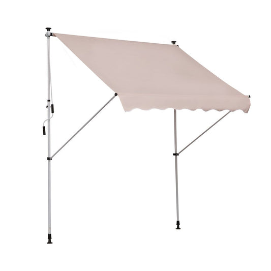 Outsunny  2x1.5m  Adjustable Outdoor Aluminium Frame Awning Beige Beige 200cm x 150cm x 280cm
