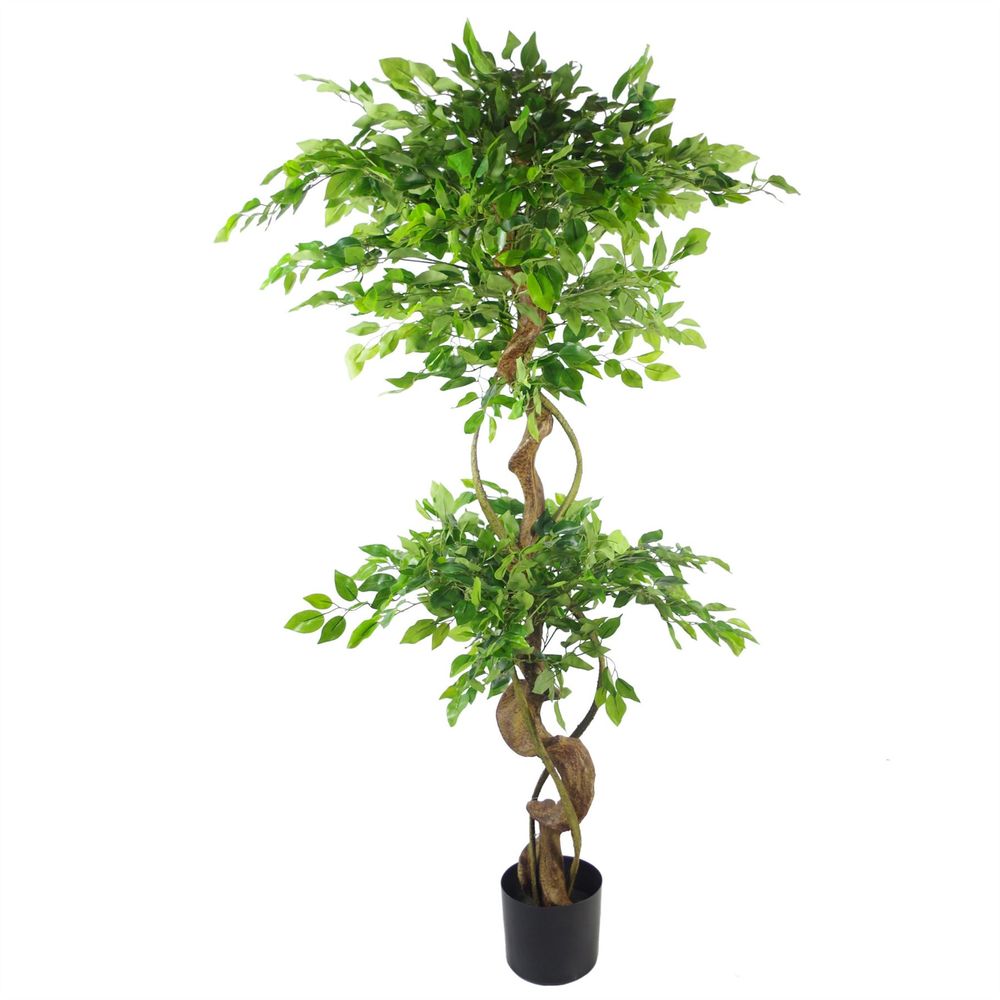 150cm Twisted Trunk Artificial Japanese Ficus Tree - High Quality Gold Planter