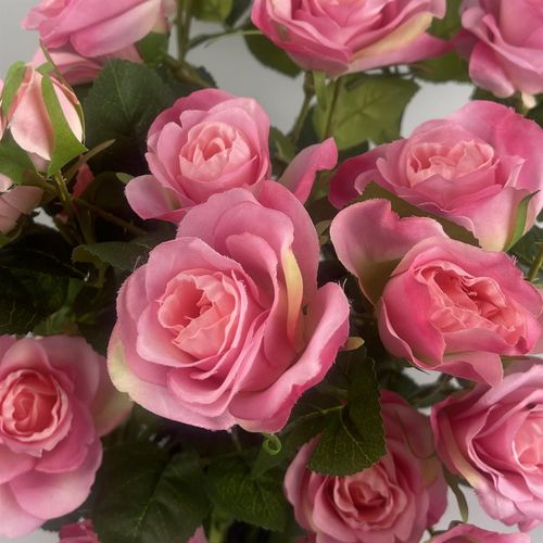 60cm Premium Rose Bush Pink Silk Flowers and Leaves