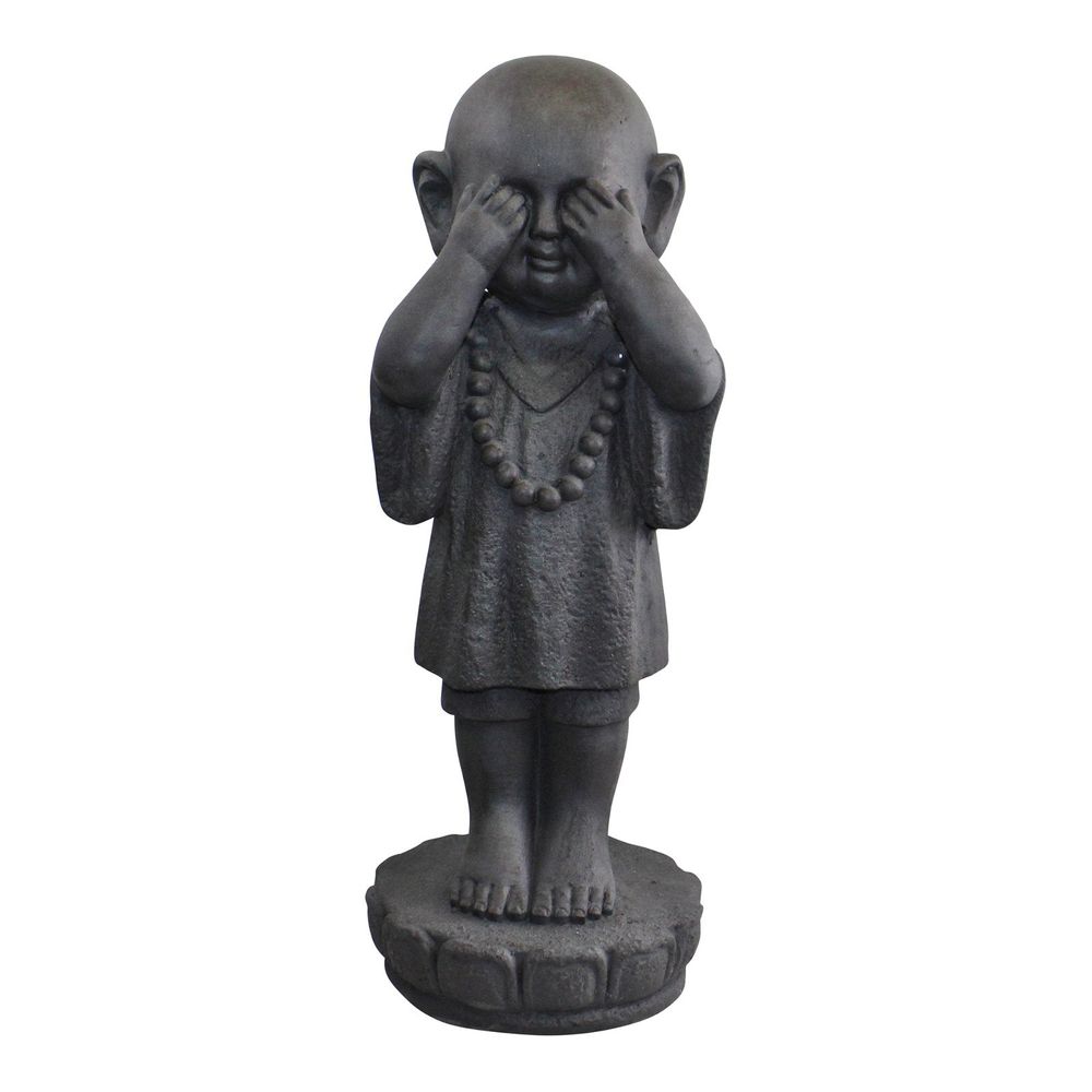 Set of 3 Stone Effect Monk Ornaments - See No Evil, Hear No Evil, Speak No Evil
