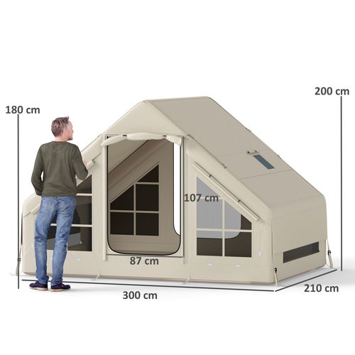 Outsunny Inflatable Camping Tent with Pump, 2-4 Person Glamping Tent