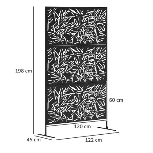 Outsunny Decorative Outdoor Divider Privacy Panel with Stand, Bamboo Black