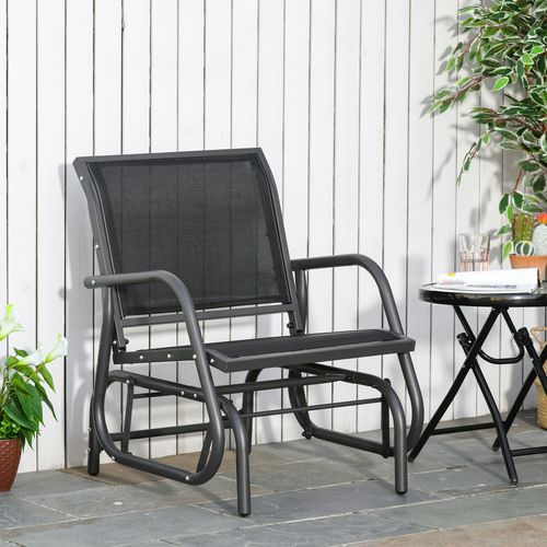 Outdoor Gliding Swing Chair Garden Seat w/ Mesh Seat Curved Back Steel Frame