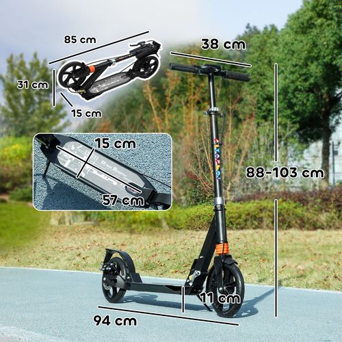 AIYAPLAY Kids Scooter, Foldable Kick Scooter w/ Adjustable Handlebar, Black