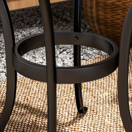 Outsunny 60cm Round Garden Table with Cast Aluminium Frame, Black